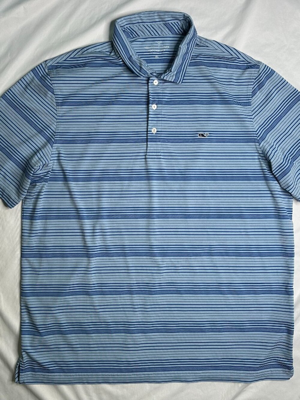 Vineyard Vines Performance Polo Shirt Mens XL Blue Striped Stretch